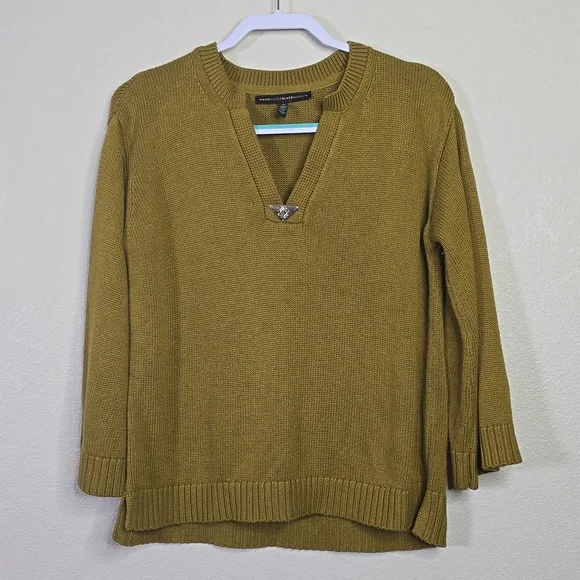 White house black market elbow sleeve v neck pullover sweater size Medium. - Picture 4 of 12